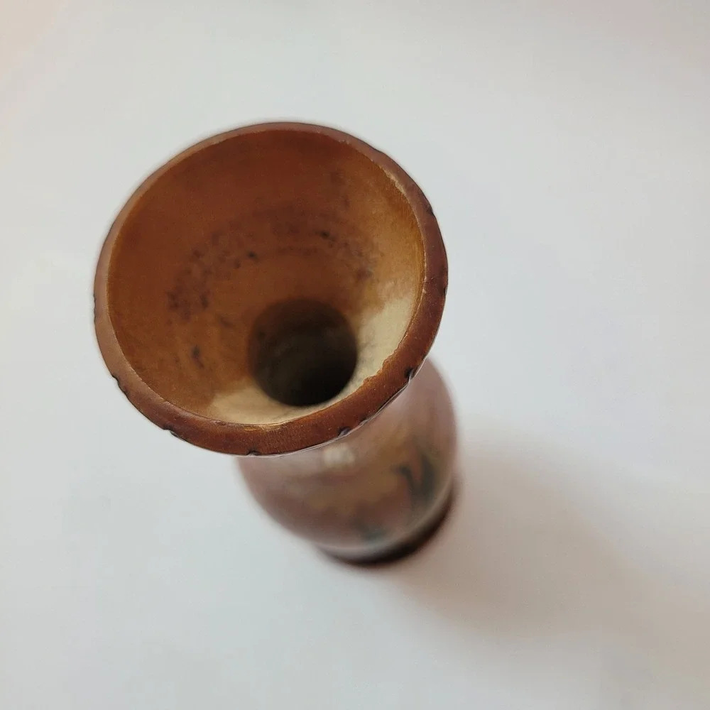 Murecoop Arad Bud‎ Vase Unisex Vintage 1974 Romanian Hand Painted Wood Floral